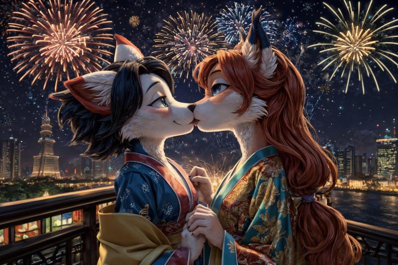 00007-oneFORALLFurry_v20-cartoon anthro furry 1 4 night 2girls kissing.png